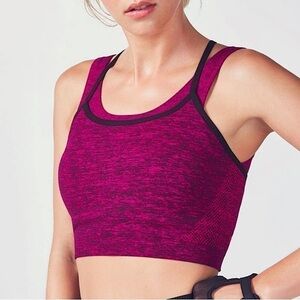Fabletics Demi Lovato Aloni Racer Back Sports Bra Double Layer Pink Medium‎
